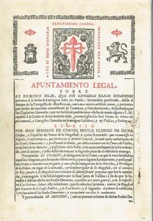 Apuntamiento legal sobre el dominio solar de la Orden de Santiago en todos sus pueblos "(Edición facsímil)". 