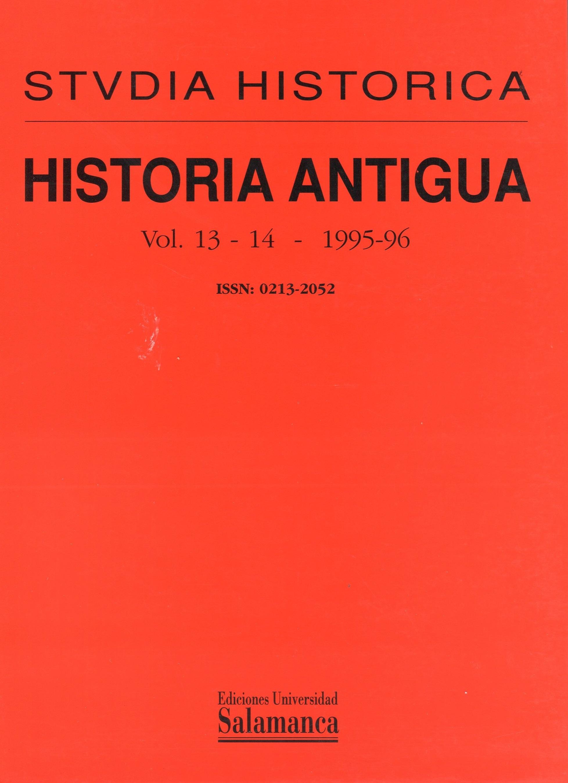 Historia Antigua. La Península Ibérica en la antigüedad: imagen de un territorio "Studia Historica. Vol. 13-14 - 1995-96"