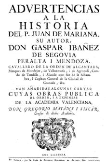 Advertencias a la historia del P. Juan de Mariana "(Edición de 1746)". 