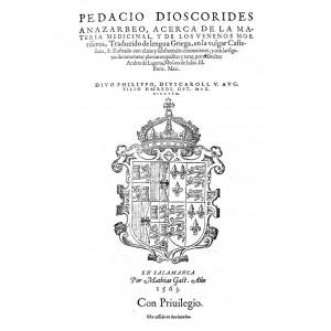 Pedacio Dioscorides Anazarbeo, acerca de la materia medicinal y de los venenos m