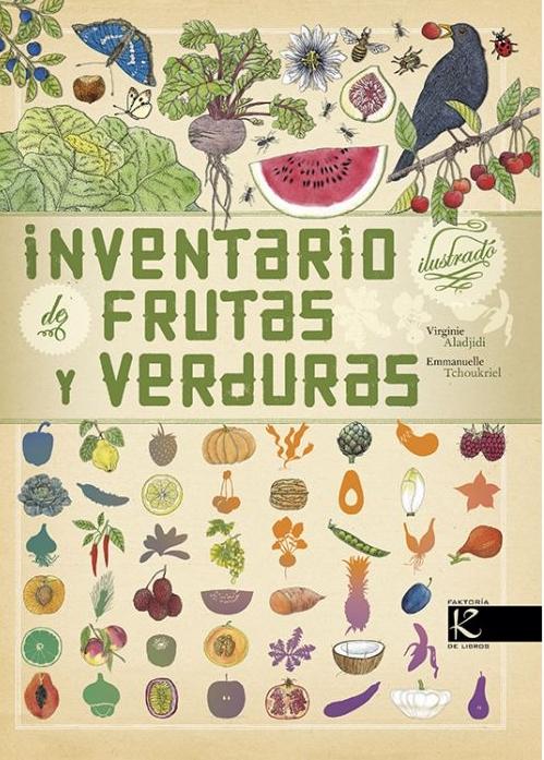 Inventario ilustrado de frutas y verduras. 