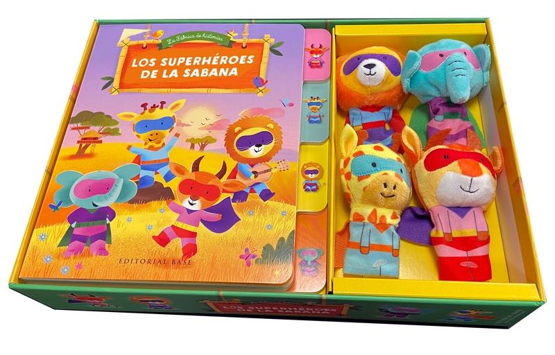 Los Superhéroes de la sabana "(Libro + 4 marionetas)".