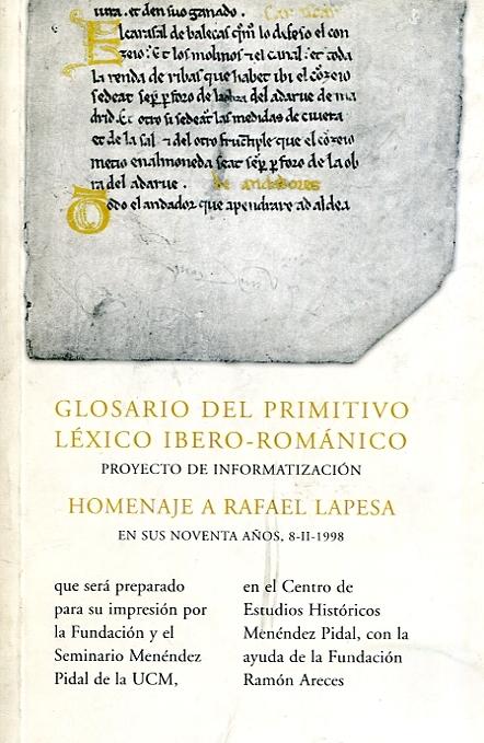 Glosario del primitivo léxico ibero-románico. Proyecto de informatización "Homenaje a Rafael Lapesa"