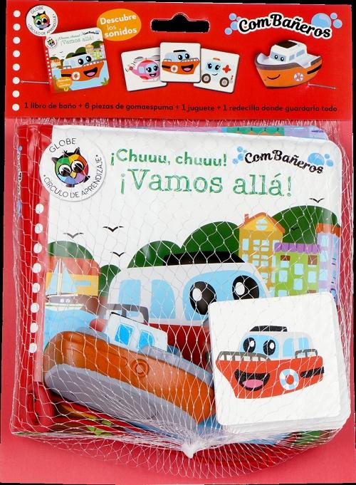 ¡Chuuu, chuuu! Vamos allá!  "(1 libro de baño + 6 piezas de gomaespuma - 1 juguete + 1 redecilla donde guardarlo todo)"