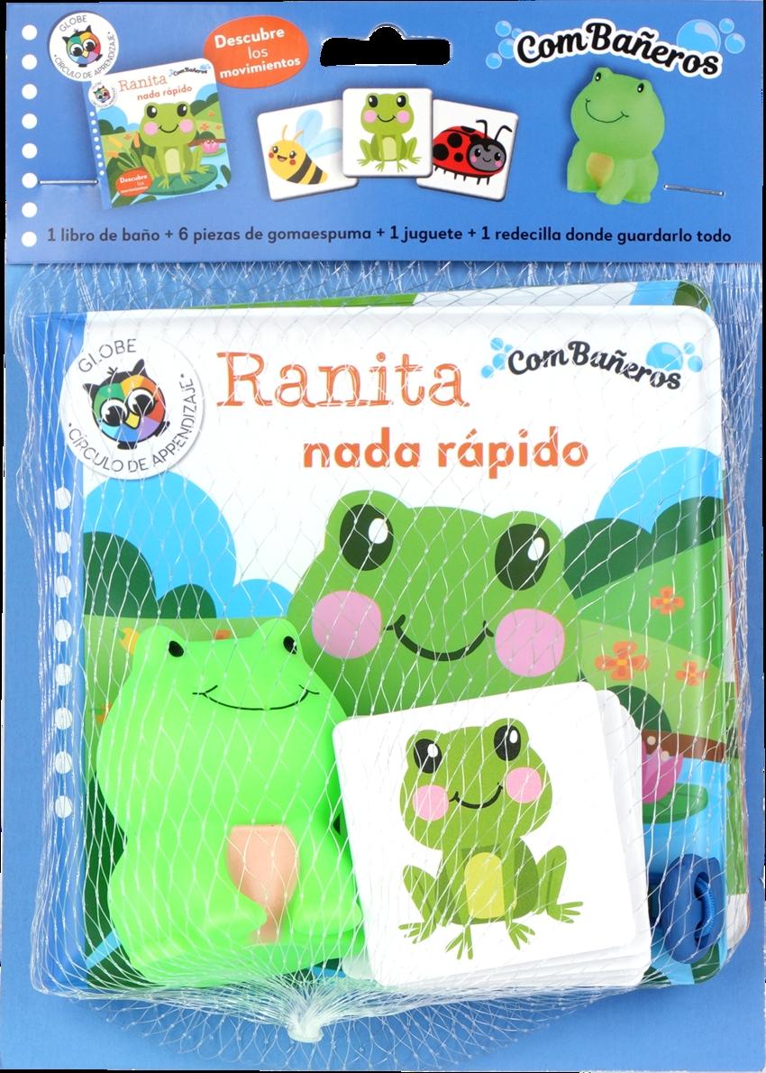 Ranita nada rápido "(1 libro de baño + 6 piezas de gomaespuma - 1 juguete + 1 redecilla donde guardarlo todo)". 