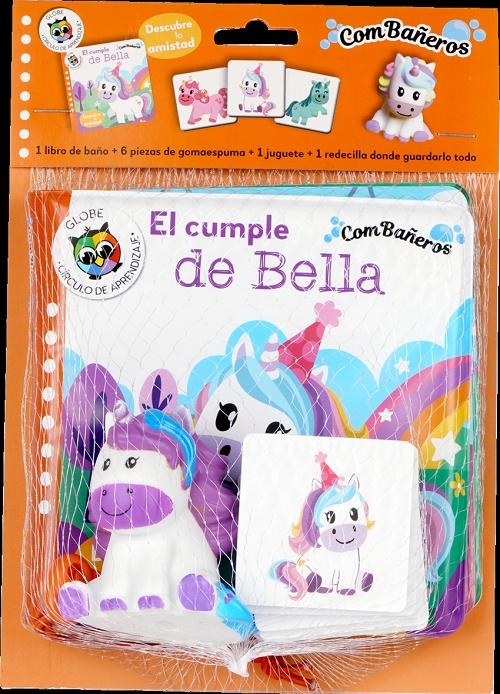 El cumple de Bella "(1 libro de baño + 6 piezas de gomaespuma - 1 juguete + 1 redecilla donde guardarlo todo)"