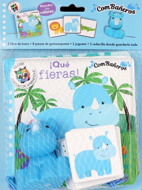 ¡Qué fieras! Descubre los colores "(1 libro de baño + 6 piezas de gomaespuma + 1 juguete + 1 redecilla donde guardarlo todo)"