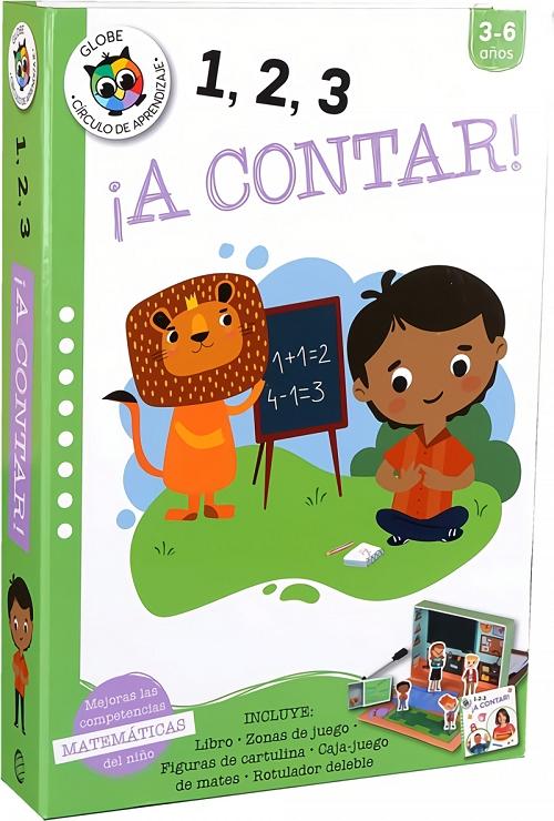 1, 2, 3 ¡A contar! "(Libro + zonas de juego + Figuras de cartulina + Caja-juego de mates + Rotulador)"