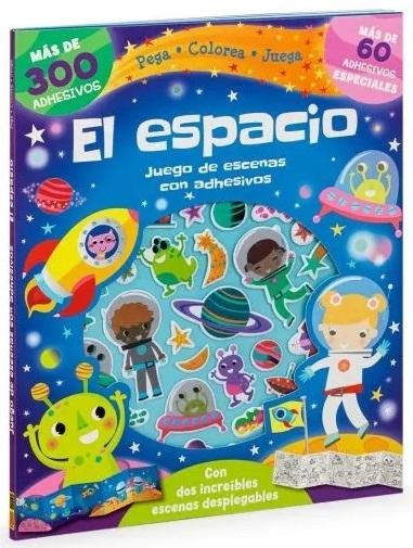 El espacio. Juego de escenas con adhesivos "Pega. Colorea. Juega"