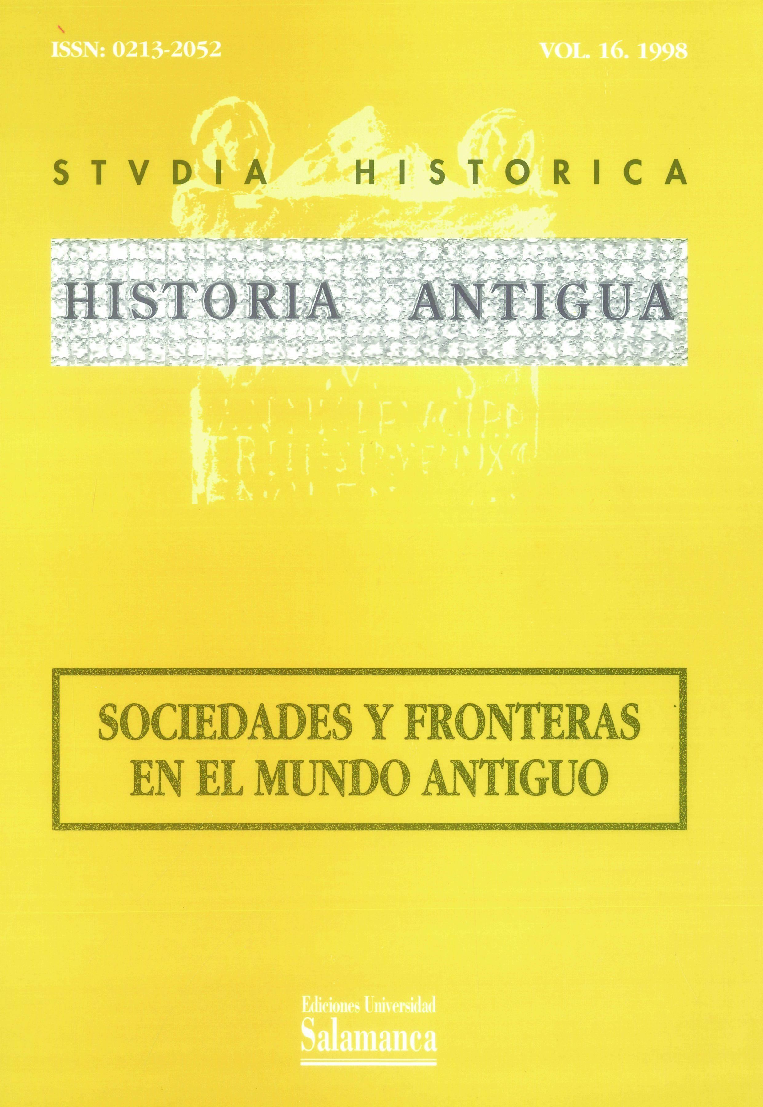 Sociedades y fronteras en el Mundo Antiguo "Studia Historica. Historia Antigua. Vol. 16"