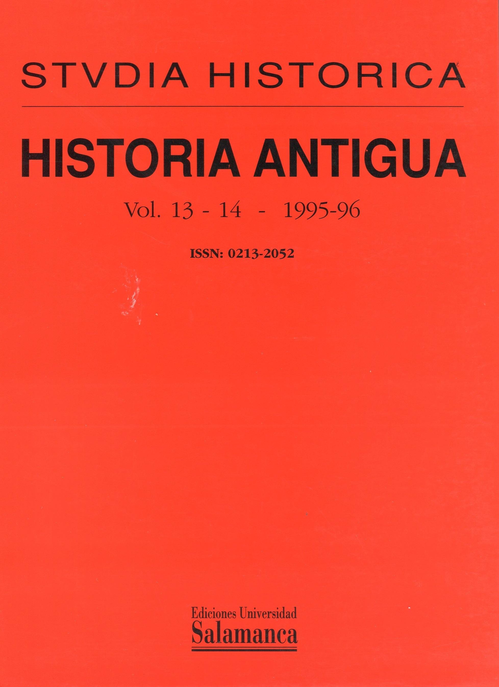 Historia Antigua. La Península Ibérica en la antigüedad: imagen de un territorio "Studia Historica. Vol. 13-14 - 1995-96"