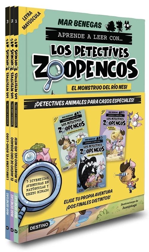 Aprende a leer con... Los Detectives Zopencos (Pack 3 vols.) "El monstruo del río Nesi / El huevo de oro robado / Luna llena y el búho-lobo". 