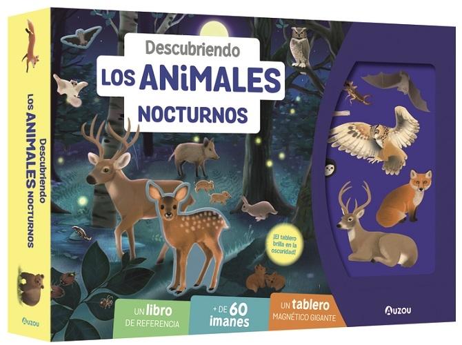 Descubriendo los animales nocturnos "(1 libro + de 60 imanes + 1 tablero magnético)"