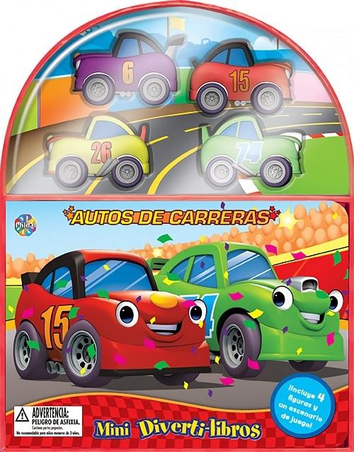 Autos de carreras "(Mini Diverti-Libros) (Incluye 4 figuras y un escenario de juego)"