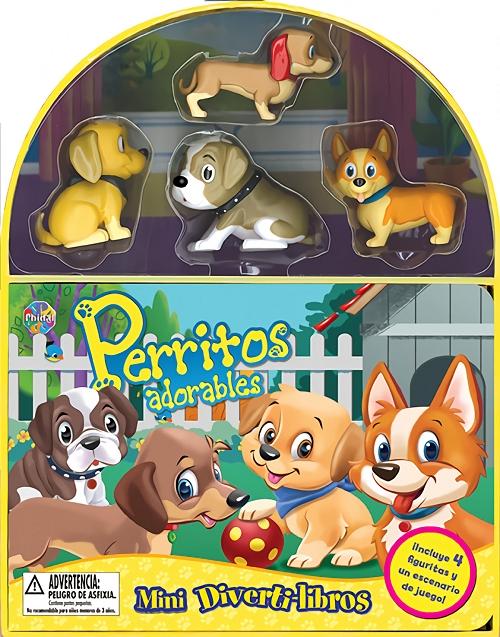 Perritos adorables "(Mini Diverti-Libros) (Incluye 4 figuras y un escenario de juego)"