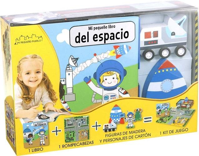Mi pequeña estación espacial "(Mi pequeño pueblo) (Libro + rompecabezas + figuras de madera y personajes de cartón + kit de juego)"