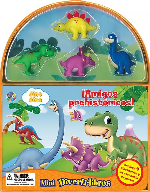 ¡Amigos prehistóricos! "(Mini Diverti-Libros) (Incluye 4 figuras y un escenario de juego)"