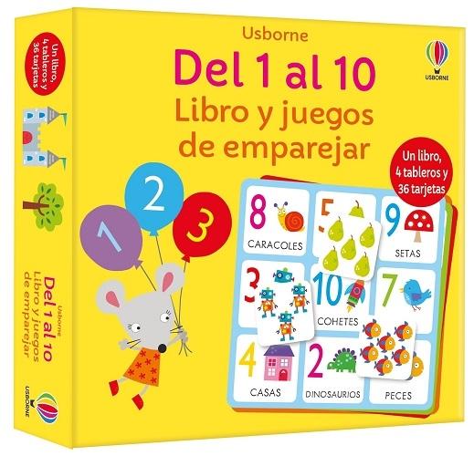 Del 1 al 10 "Libro y juegos de emparejar (Un libro, 4 tableros y 36 tarjetas)"