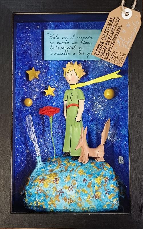 El Principito (bufanda) "Pieza original. Hecha en plastilina. Modelado y pintada a mano"