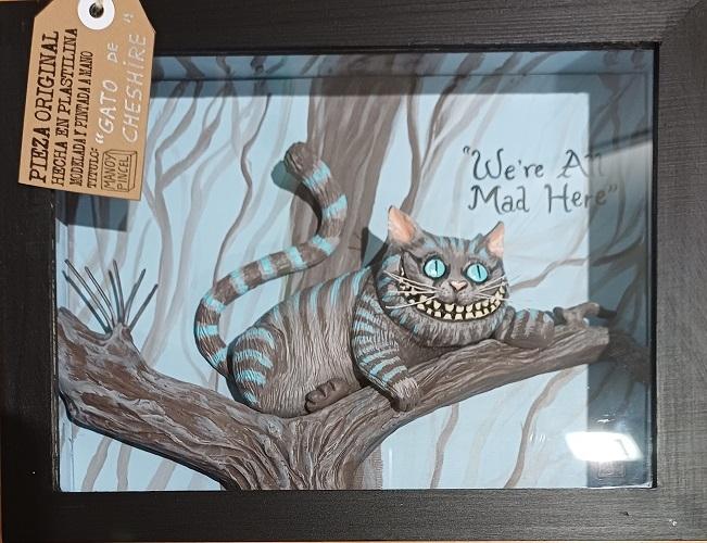 Gato de Cheshire (Alicia en el País de las Maravillas) "Pieza original hecha en plastilina. Modelado y pintada a mano"